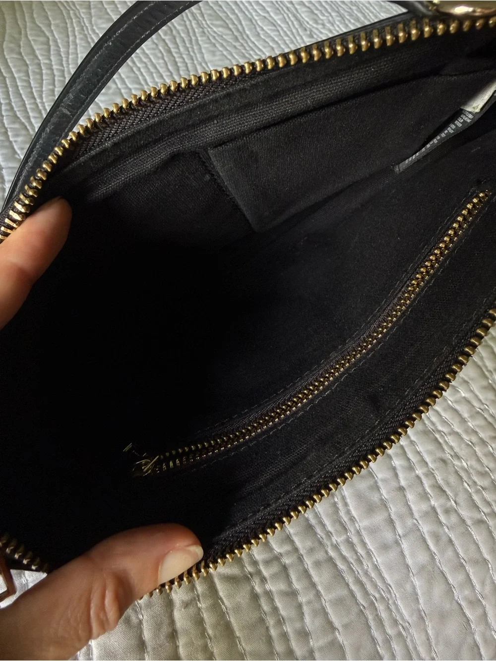 Urban Outfitters Black Leatherette Shoulder Bag with Gold Hardware